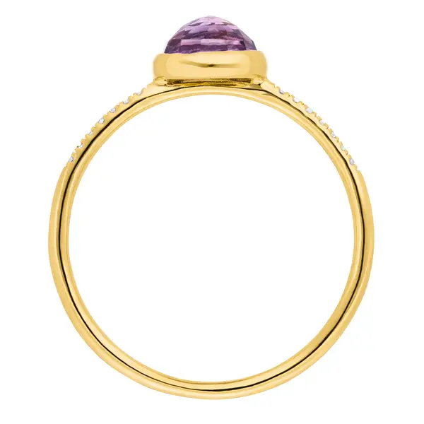 Leaf Jewelry Ring Amethyst mit Diamanten, 14K Gelbgold Wochenangebot