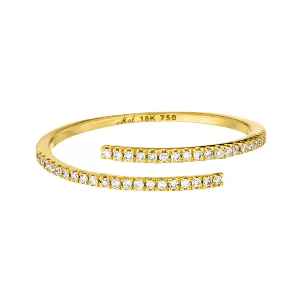 Leaf Jewelry Ring Open mit Diamanten, 18 K Gelbgold Kostenlose Rückgabe