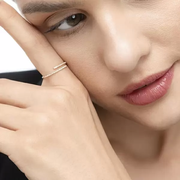 Leaf Jewelry Ring Open mit Diamanten, 18 K Rosegold JETZT KAUFEN