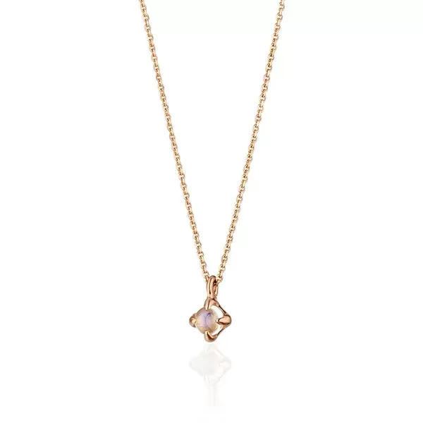 Leaf Jewelry Halskette Cabochon, Mondstein, 14 K Roségold Zeitbegrenzte Promotion