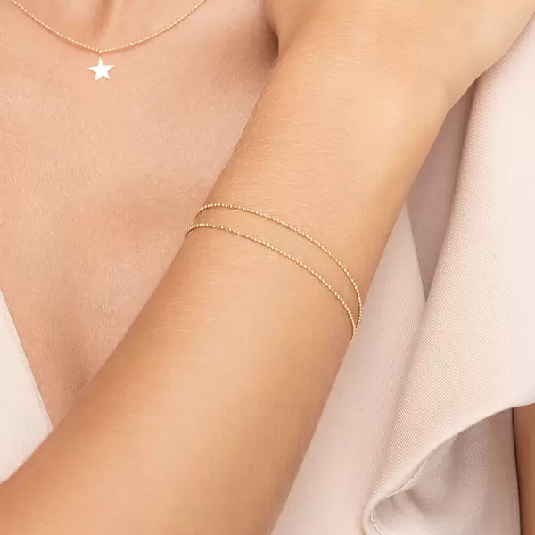 Leaf Jewelry Armkette Ball Chain Double, 14 K Gelbgold Bis zu 50% Rabatt