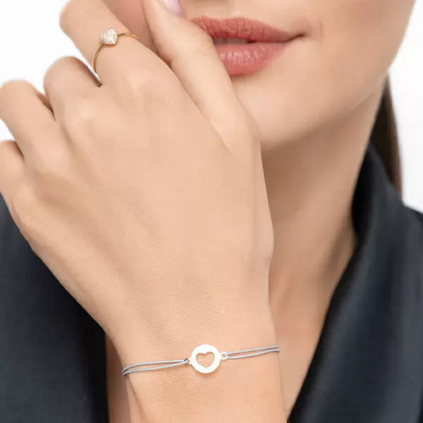 Leaf Jewelry Glücksbändchen Heart, 14 K Gelbgold, Beige Sonderangebot der Fabrik