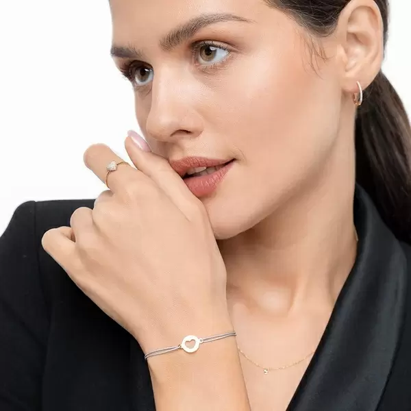 Leaf Jewelry Glücksbändchen Heart, 14 K Gelbgold, Beige Sonderangebot der Fabrik