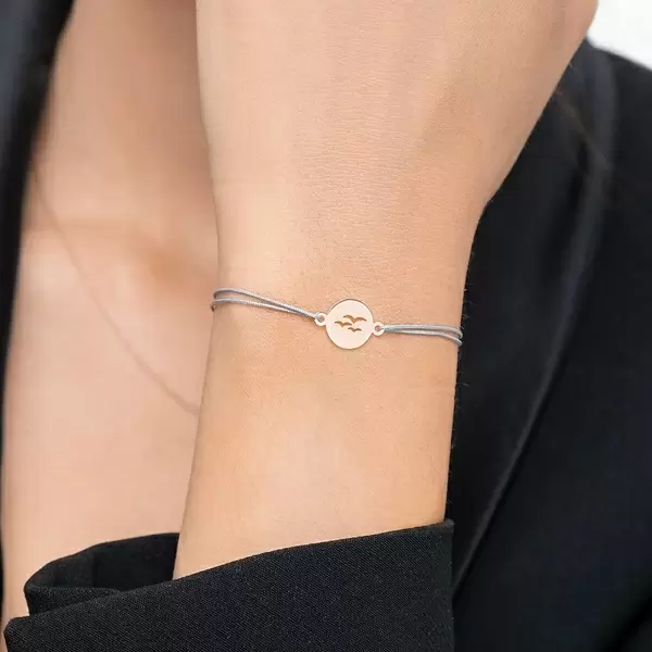 Leaf Jewelry Glücksbändchen Birds, 14 K Rosegold, Beige Discount Store für neue Produkte