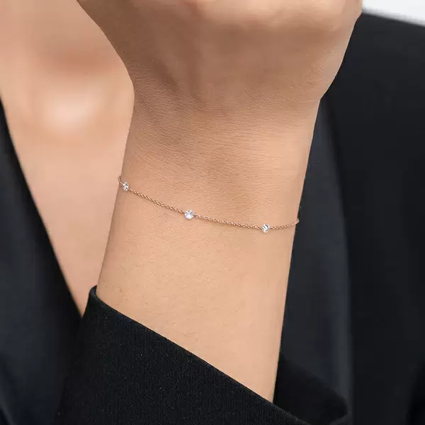 Leaf Jewelry Armkette Pure Triple Diamant, 18 K Rosegold Clearance-Verkauf