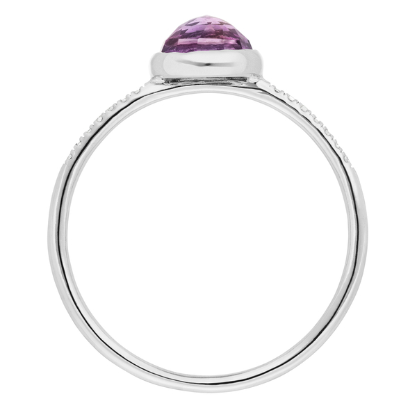 Leaf Jewelry Ring Amethyst mit Diamanten, 14K Weißgold Fabrikladen
