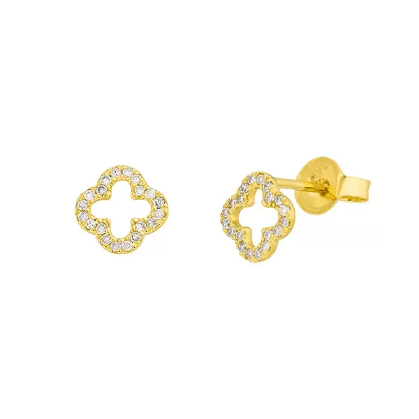 Leaf Jewelry Ohrstecker Clover mit Diamanten, 18 K Gelbgold Begrenzt auf 3 Tage