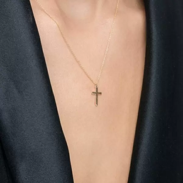 Leaf Jewelry Halskette Kreuz, 14 K Gelbgold Speichern exportieren