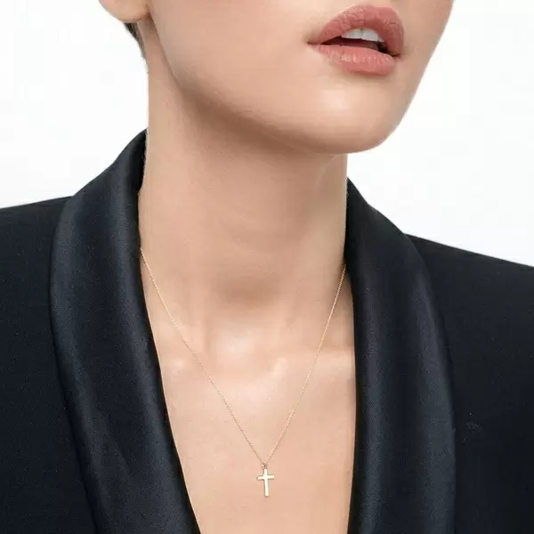 Leaf Jewelry Halskette Kreuz, 14 K Gelbgold Speichern exportieren
