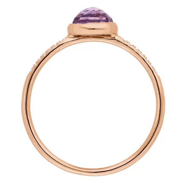 Leaf Jewelry Ring Amethyst mit Diamanten, 14K Rosegold, Gr.50 Black Friday Preise