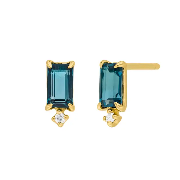 Leaf Jewelry Ohrstecker London Blue Topas, 14K Gelbgold 50% Rabatt für begrenzte Zeit