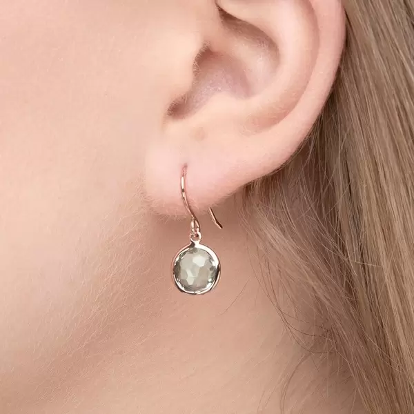 Leaf Jewelry Ohrringe Grüner Amethyst, 14 K Rosegold Outlet