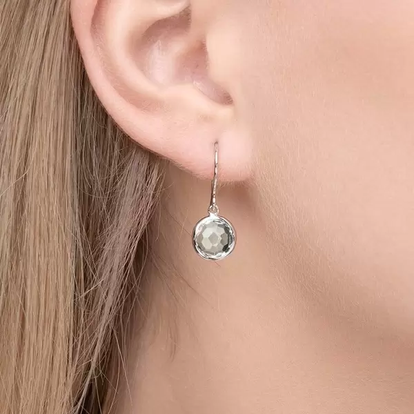 Leaf Jewelry Ohrringe Grüner Amethyst, 14 K Weißgold Verkauf
