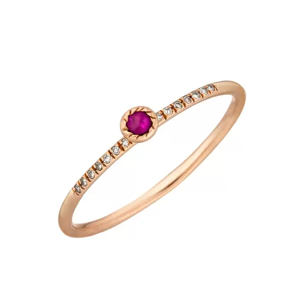 Leaf Jewelry Verlobungsring Petite, Ruby, 14 K Rosegold im Angebot