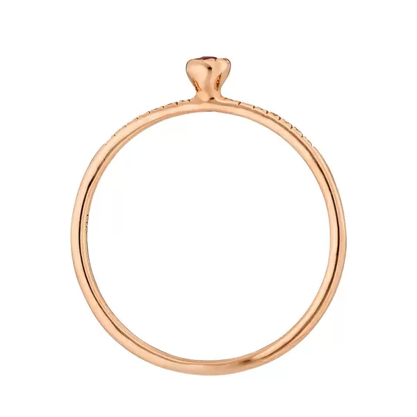 Leaf Jewelry Verlobungsring Petite, Ruby, 14 K Rosegold im Angebot