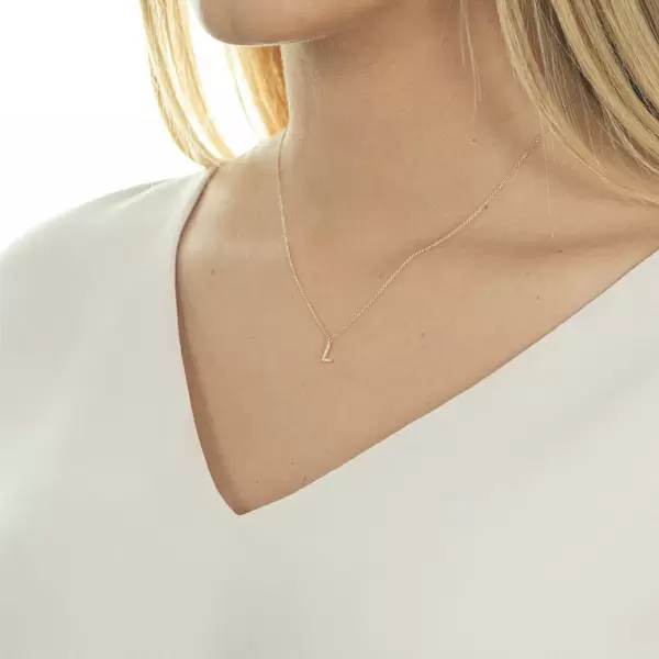 Leaf Jewelry Halskette Letter "L", 14 K Rosegold mit Diamanten Schlussverkauf