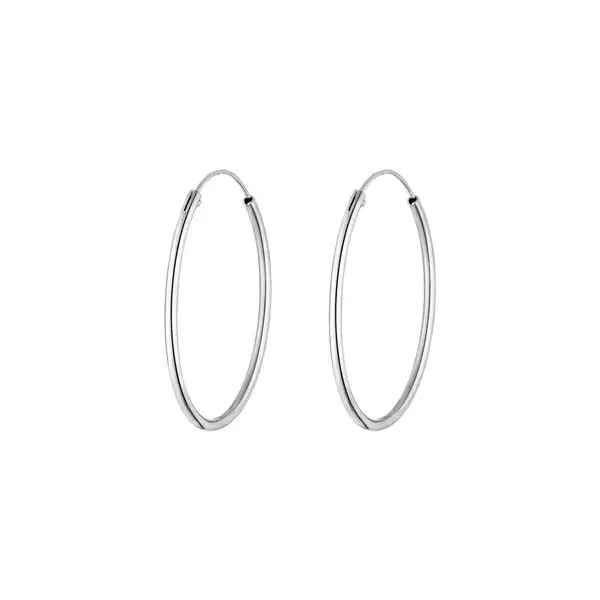 Leaf Jewelry Creole Rund L, 40mm, 14 K Weissgold Günstiger Verkauf