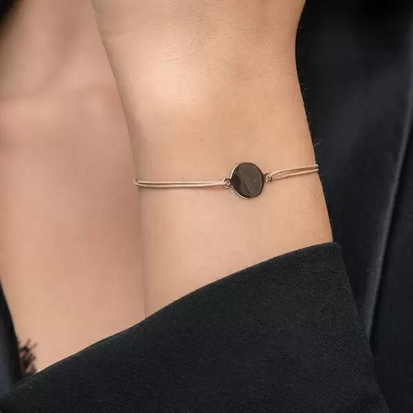 Leaf Jewelry Glücksbändchen Plate, 14 K Rosegold, Beige Blitzverkäufe