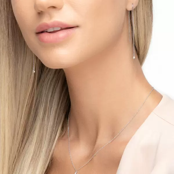 Leaf Jewelry Ohrringe Pure Ball Chain, 14 K Weißgold Sonderangebot