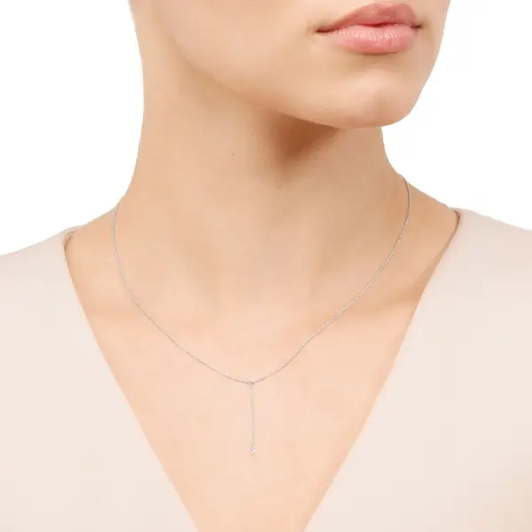 Leaf Jewelry Halskette Y-Pure Diamant, 18 K Weißgold Großer Ausverkauf