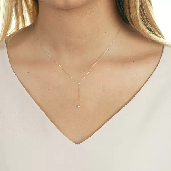Leaf Jewelry Halskette Y-Pure Diamant, 18 K Weißgold Großer Ausverkauf