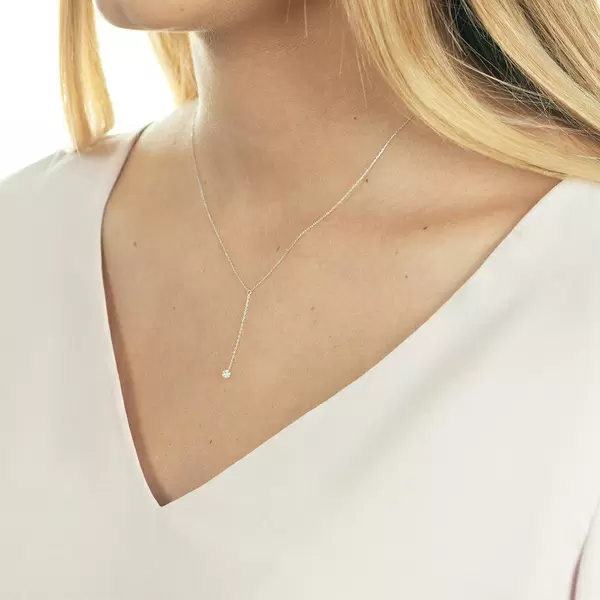 Leaf Jewelry Halskette Y-Pure Diamant, 18 K Weißgold Großer Ausverkauf