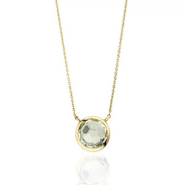 Leaf Jewelry Halskette Grüner Amethyst, 14 K Gelbgold Begrenztes Angebot