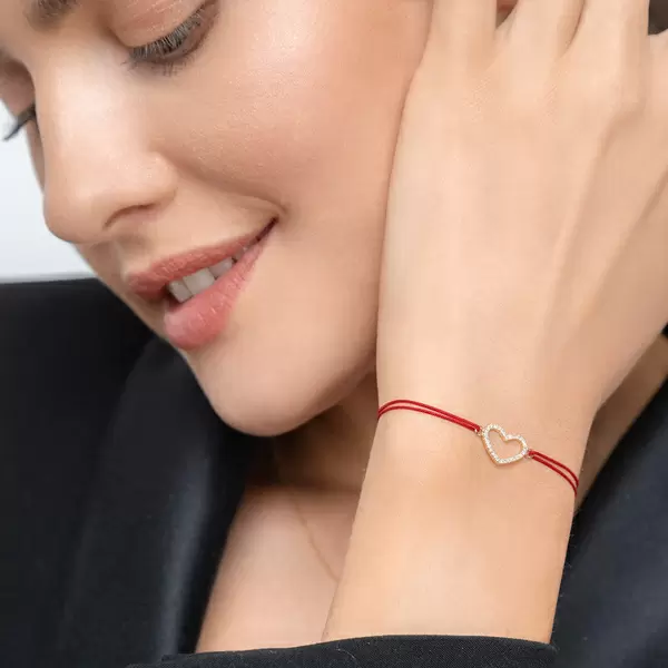 Leaf Jewelry Glückarmband Herz mit Diamanten, 18 K Gelbgold, Beige Online Shopping