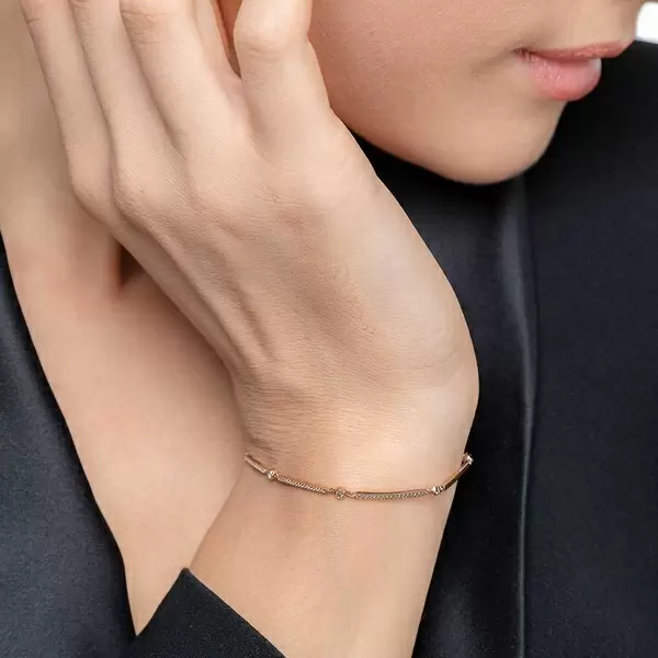 Leaf Jewelry Armband Bar, 18K Rosegold, Diamanten Exklusivangebot
