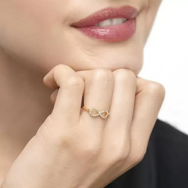 Leaf Jewelry Infinityring mit Diamanten, 18 K Gelbgold Saisonschlussverkauf