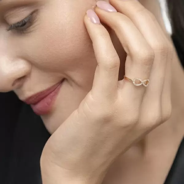 Leaf Jewelry Infinityring mit Diamanten, 18 K Gelbgold Saisonschlussverkauf