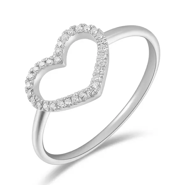 Leaf Jewelry Ring Herz mit Diamanten, 18 K Weißgold Muttertagsangebot