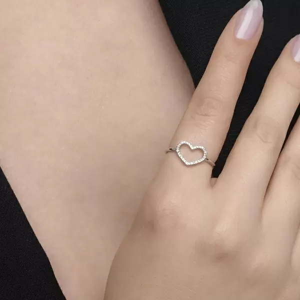 Leaf Jewelry Ring Herz mit Diamanten, 18 K Weißgold Muttertagsangebot