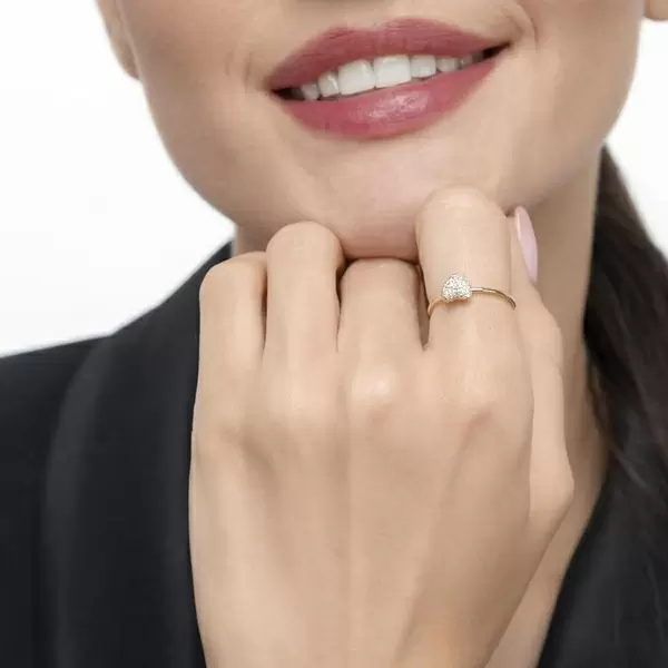 Leaf Jewelry Ring Herz Full mit Diamanten, 18 K Gelbgold Heißer Verkauf
