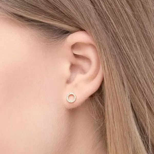 Leaf Jewelry Ohrringe Circle mit Diamanten, 18 K Gelbgold Zeitlich begrenztes Angebot