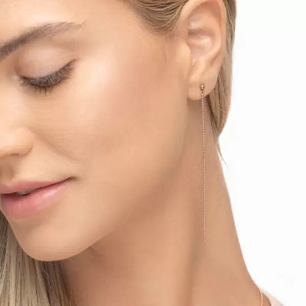 Leaf Jewelry Ohrringe Ball Chain, 14 K Rosegold Exklusive Angebote