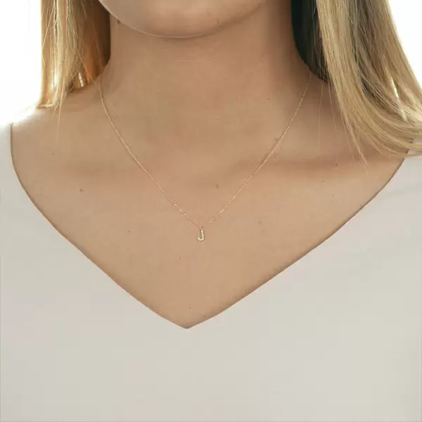 Leaf Jewelry Halskette Letter "J", 14 K Rosegold mit Diamanten Große Rabatte