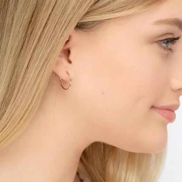 Leaf Jewelry Creole Rund S, 15mm, 14 K Rosegold Bestseller