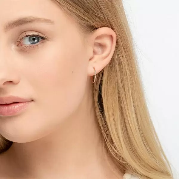 Leaf Jewelry Creole Rund S, 15mm, 14 K Rosegold Bestseller