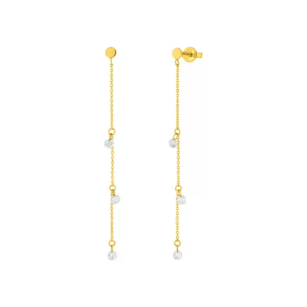 Leaf Jewelry Ohrringe Pure Chain mit Diamanten, 18 K Gelbgold Räumungsverkauf
