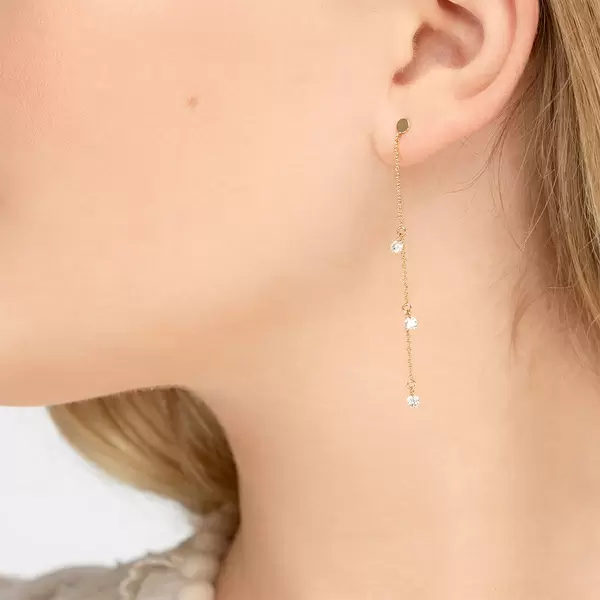 Leaf Jewelry Ohrringe Pure Chain mit Diamanten, 18 K Gelbgold Räumungsverkauf