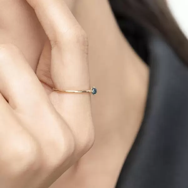 Leaf Jewelry Ring Cabochon, 14 K Gelbgold, Blauer Topas Sonderangebote