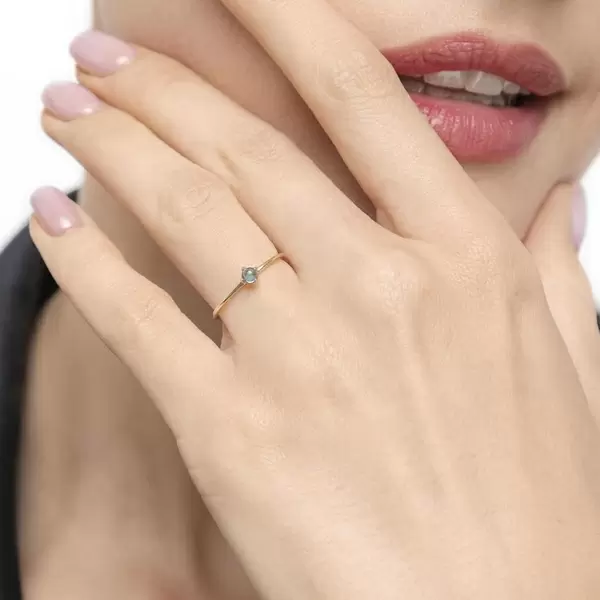 Leaf Jewelry Ring Cabochon, 14 K Gelbgold, Blauer Topas Sonderangebote