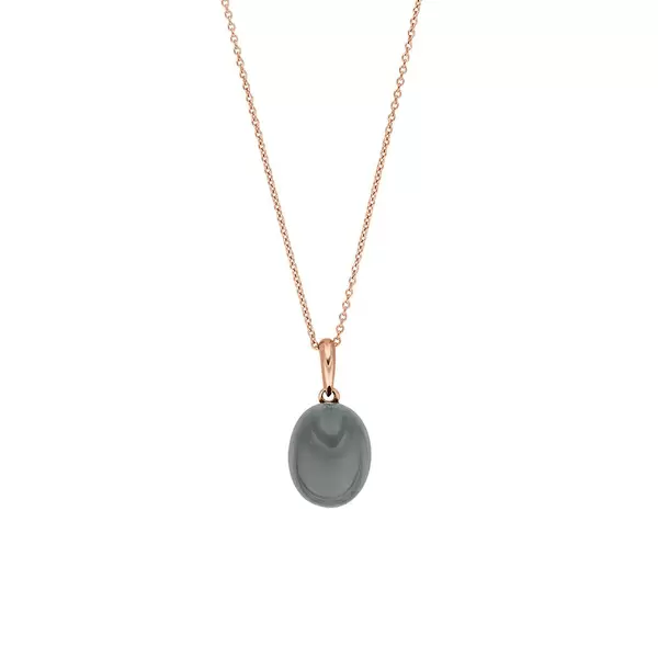 Leaf Jewelry Halskette Cabochon II, 14 K Rosegold, Grauer Mondstein Riesige Ersparnisse