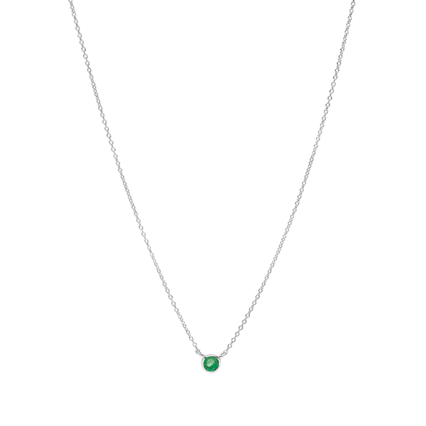Leaf Jewelry Halskette Smaragd, 14K Weißgold VIP-Rabatte