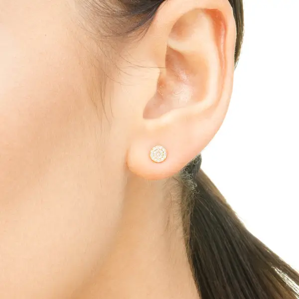 Leaf Jewelry Ohrringe Pavé mit Diamanten, 18 K Gelbgold Tiefpreis