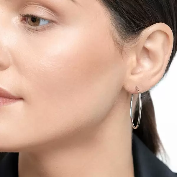 Leaf Jewelry Creole Rund M, 30mm, 14 K Weissgold Super Sparpreis
