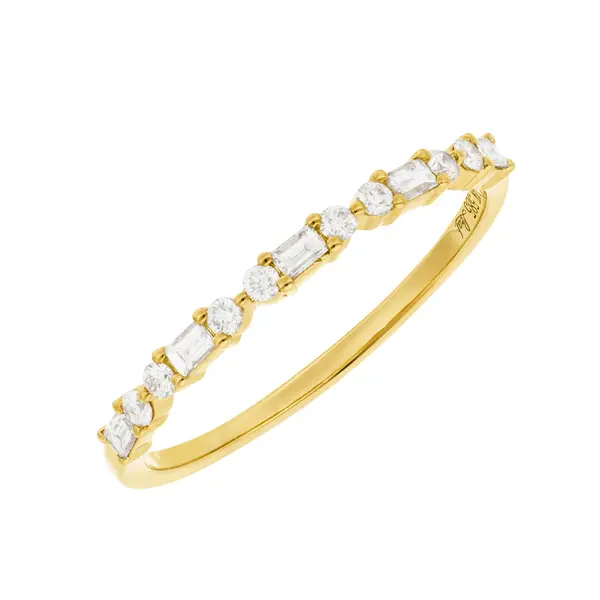 Leaf Jewelry Ring mit Baguette Diamanten, 14K Gelbgold Wochenangebot
