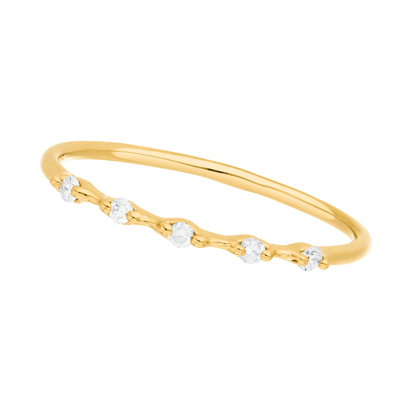 Leaf Jewelry Ring mit 5 Diamanten, 14K Gelbgold Kostenlose Rückgabe