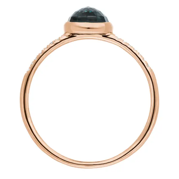 Leaf Jewelry Ring Blue Topas mit Diamanten, 14K Rosegold Letzte 3 Tage